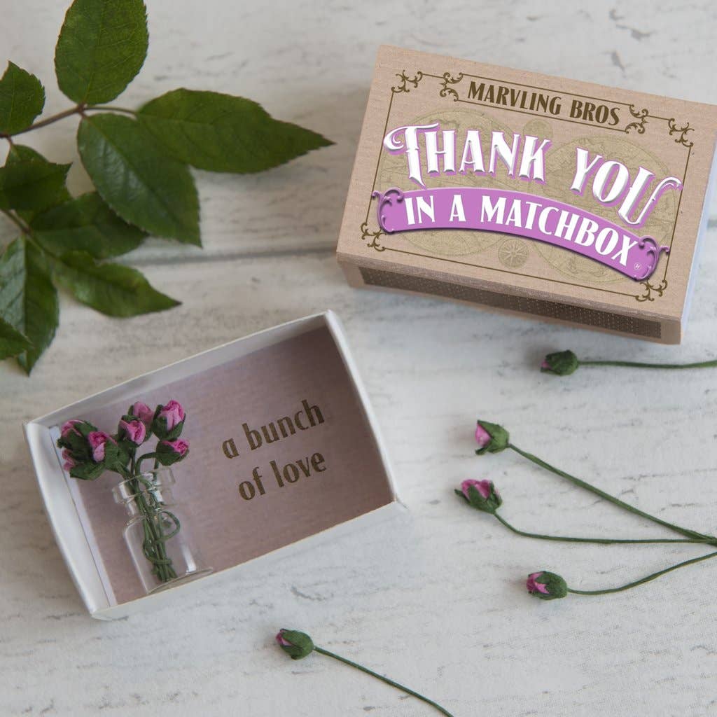 Marvling Bros Ltd - Thank You Bunch Of Roses In A Vase  In A Matchbox