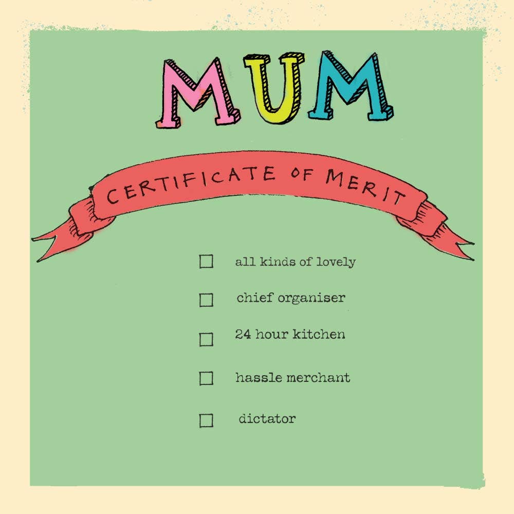 Poet and Painter - Mum 'Certificate of Merit' Greetings Card , FP2099