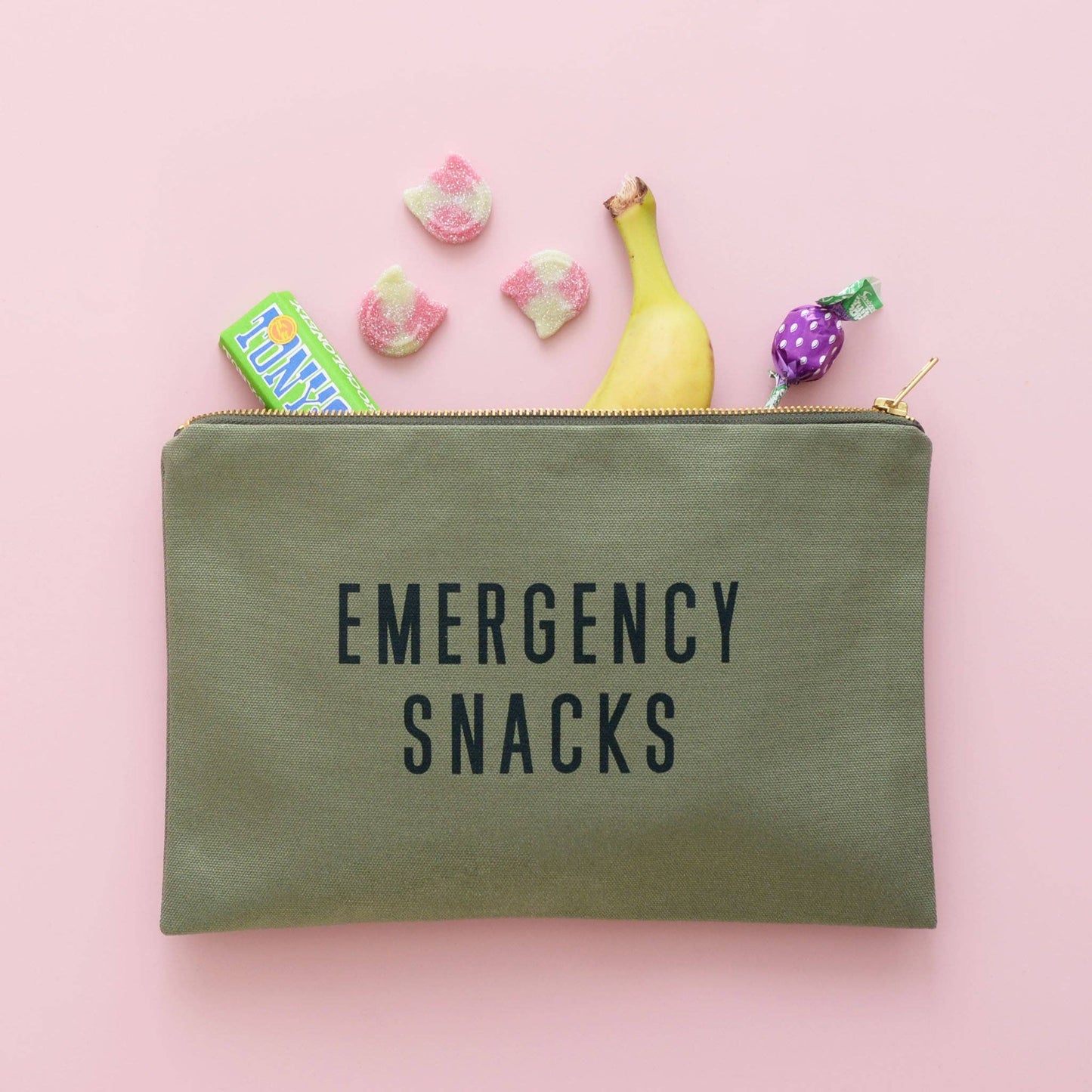 Alphabet Bags - Emergency Snacks - Olive Green Pouch