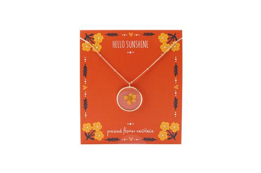 CGB Giftware - Live Happy 'Hello Sunshine' Pressed Flower Necklace