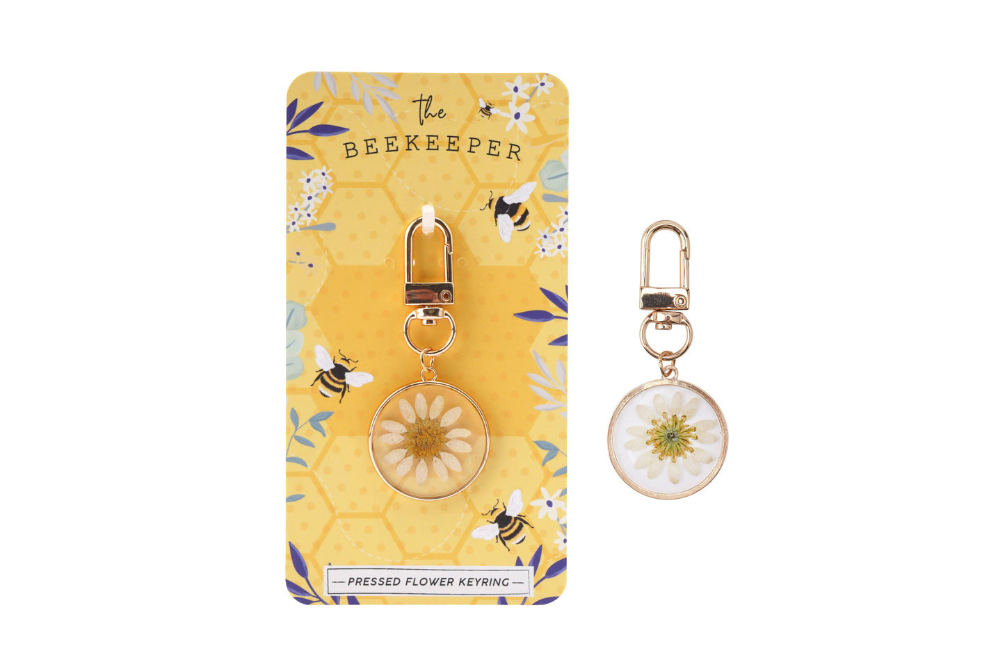 CGB Giftware - The Beekeeper White Pressed Daisy Flower Resin Keyring