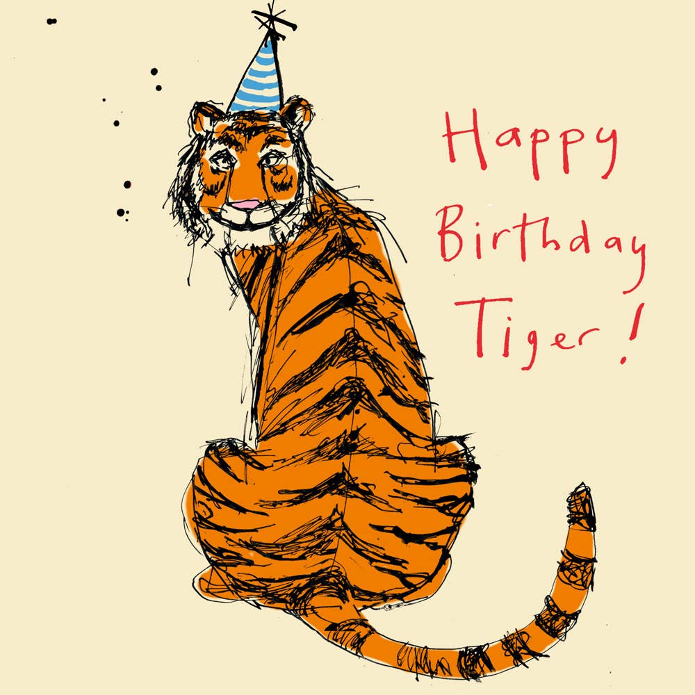 Poet and Painter - ' Birthday Tiger' Greetings Card