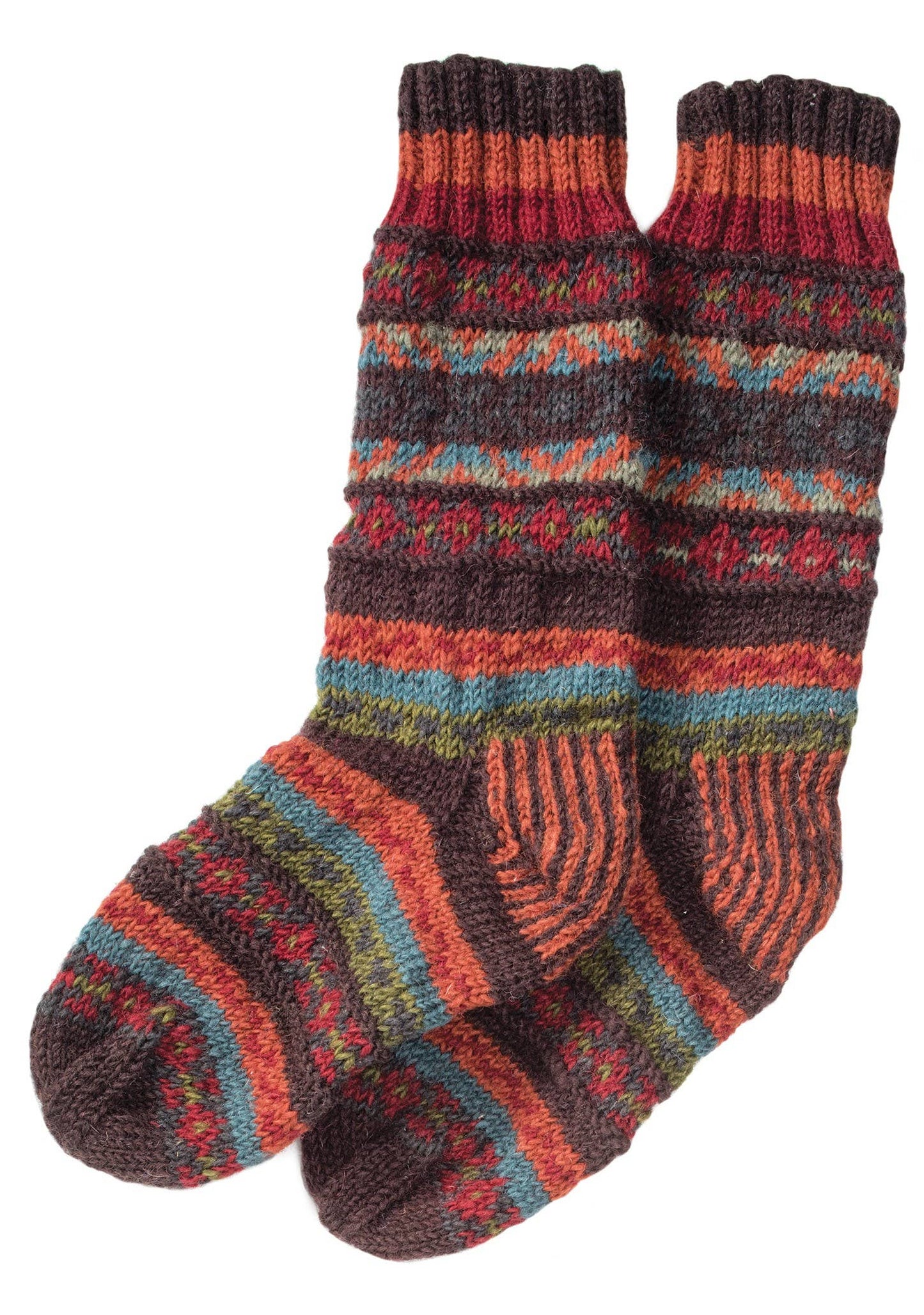 Namaste - Pair of Fairisle Knitted Fine Wool Socks