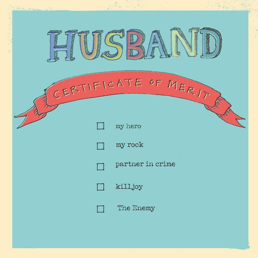 Poet and Painter - 'Husband Certificate of Merit' Greetings Card , FP750