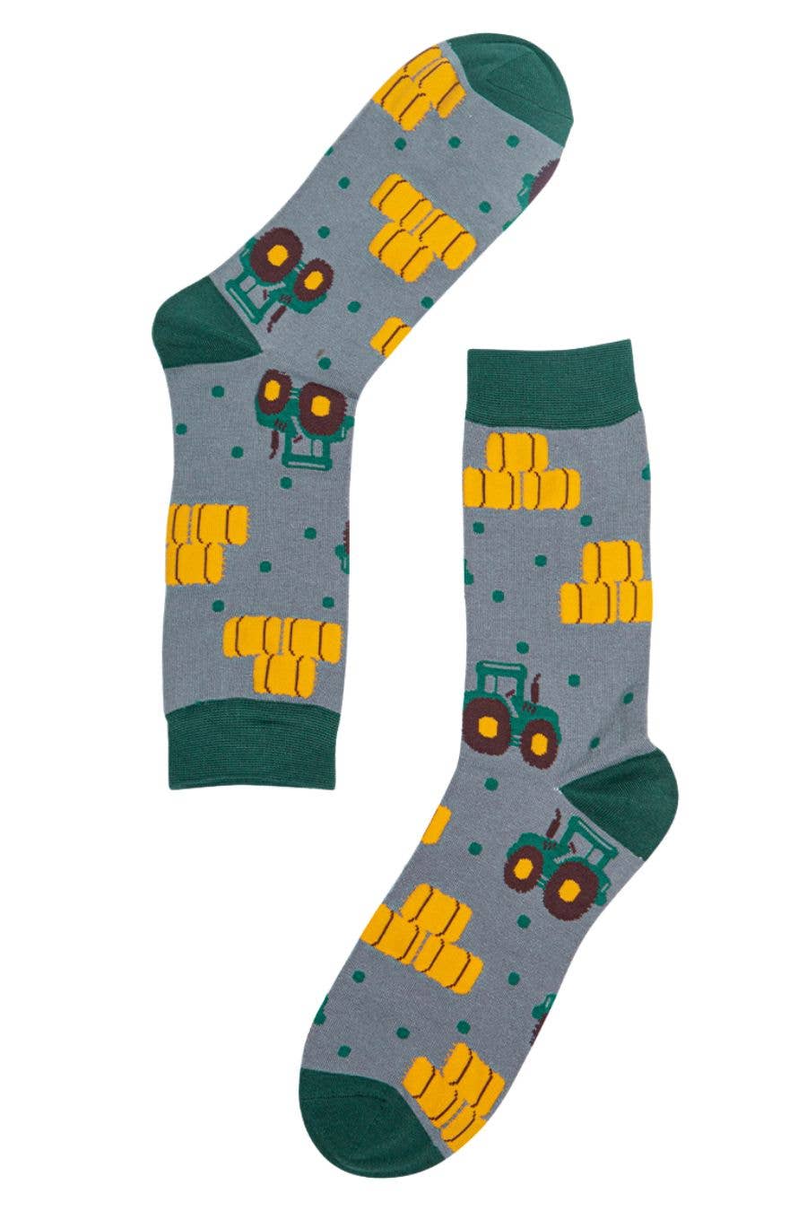 Sock Talk - Mens Bamboo Socks Green Tractor Novelty Farmer Sock