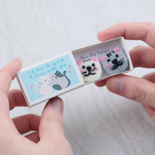 Marvling Bros Ltd - You're My Purrson Wool Felt Cats In A Matchbox