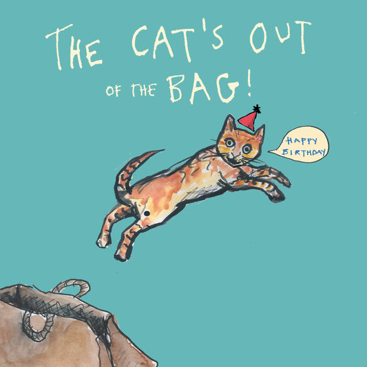 Poet and Painter - 'The Cat's Out Of The Bag' Greetings Card , FP1026