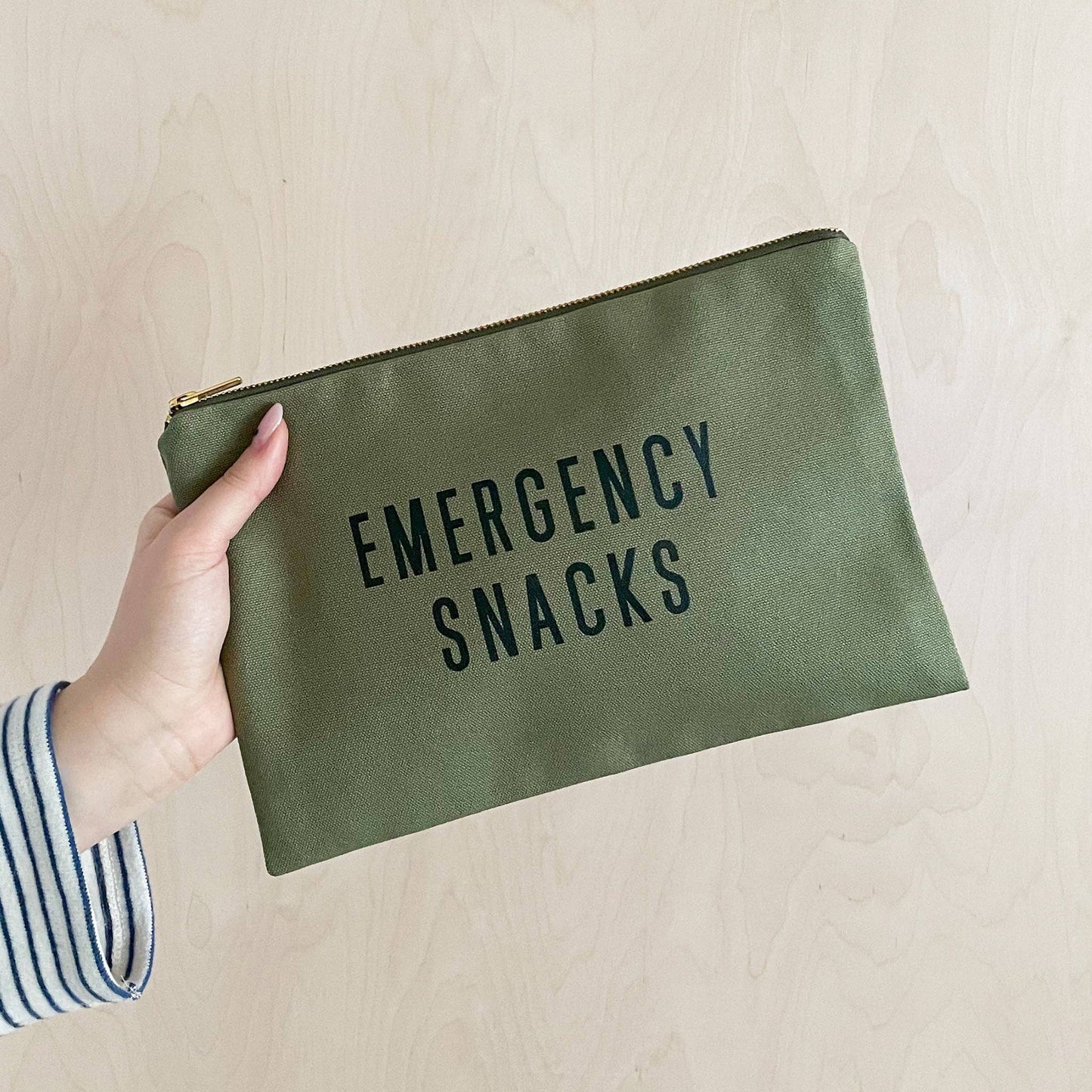 Alphabet Bags - Emergency Snacks - Olive Green Pouch