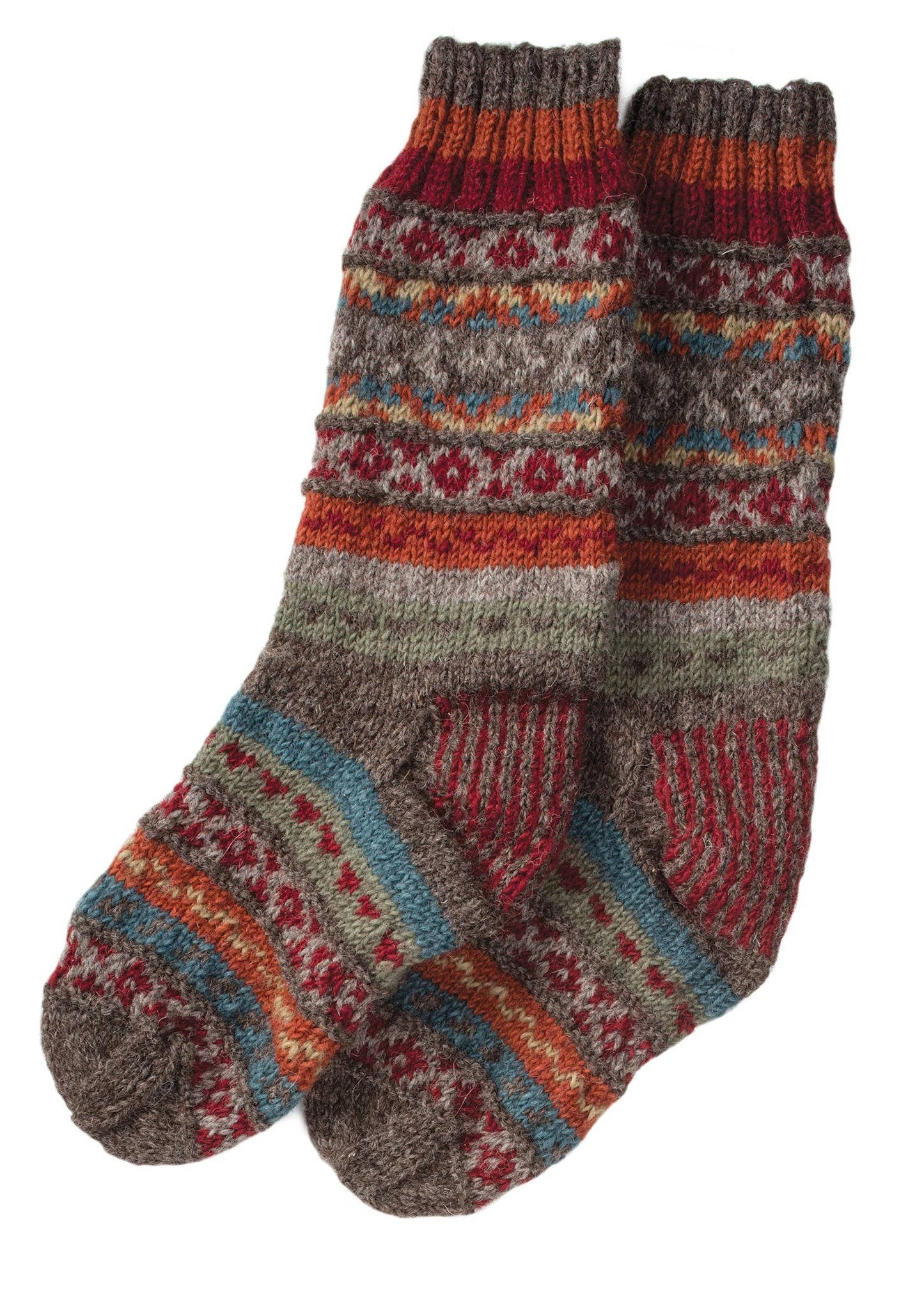 Namaste - Pair of Fairisle Knitted Fine Wool Socks