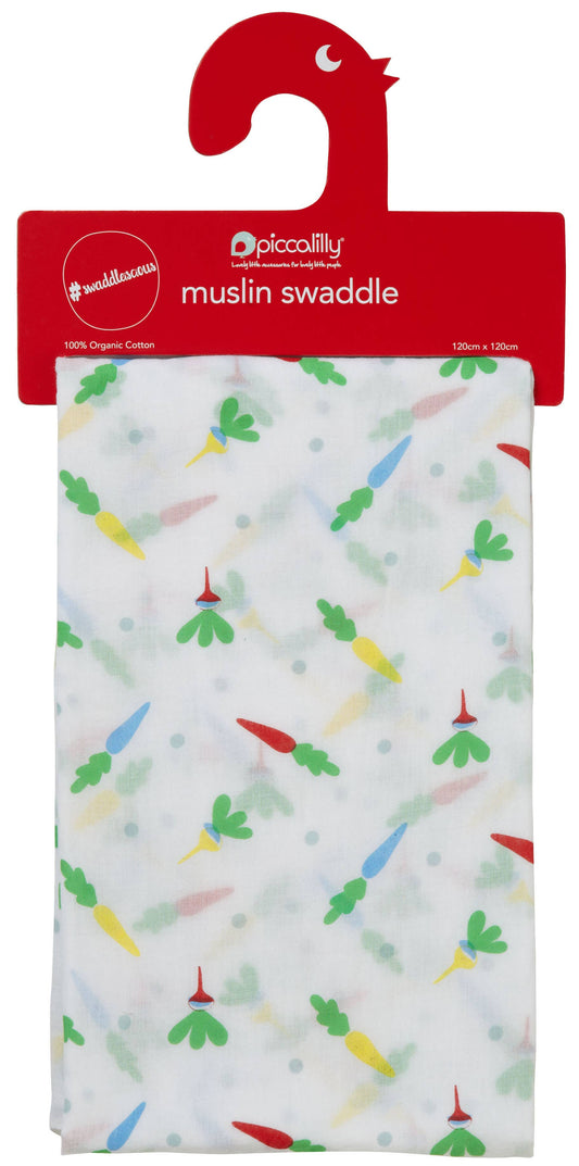 Piccalilly - MUSLIN SWADDLE - CARROT: ONE SIZE