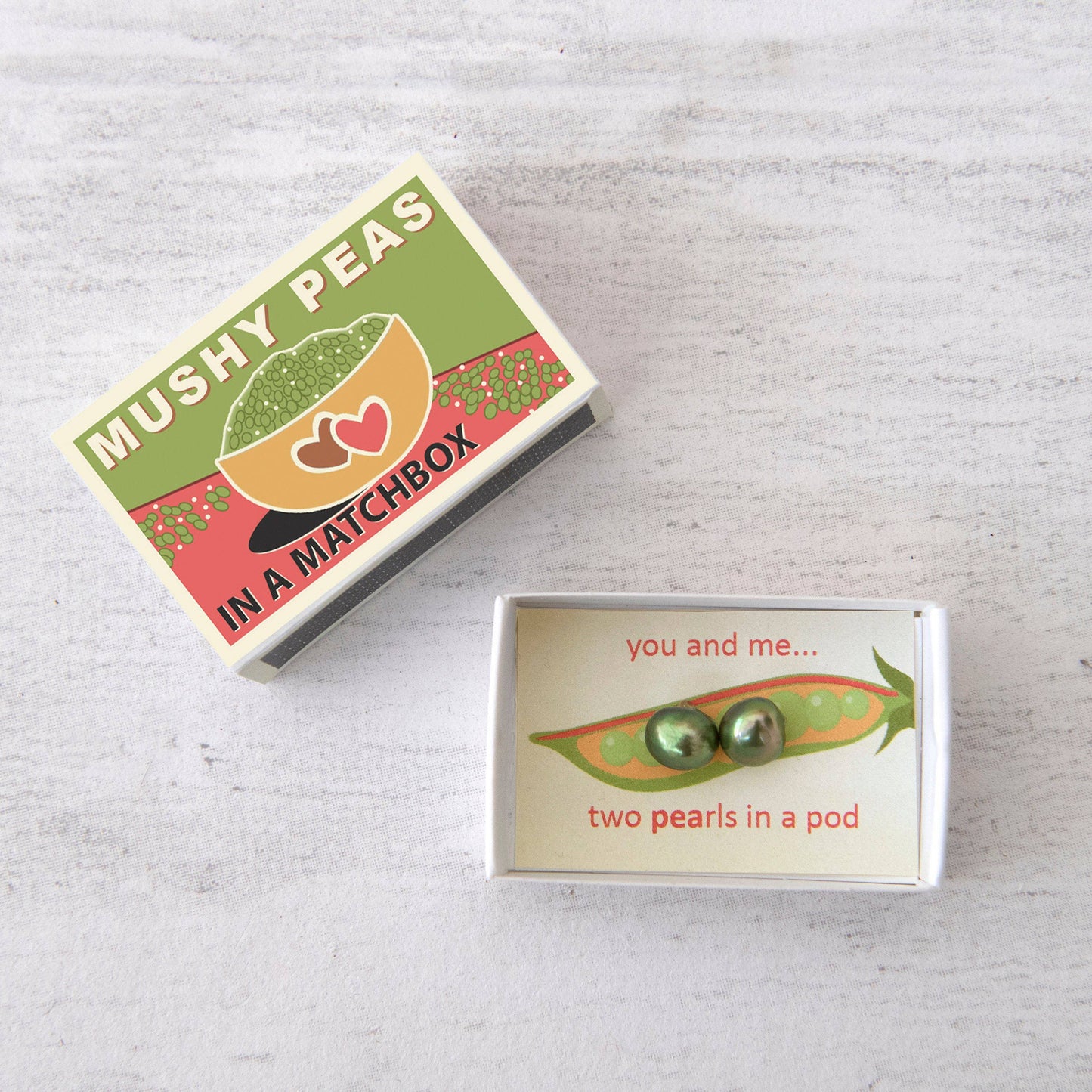 Marvling Bros Ltd - Mushy Peas Pearls Gift In A Matchbox