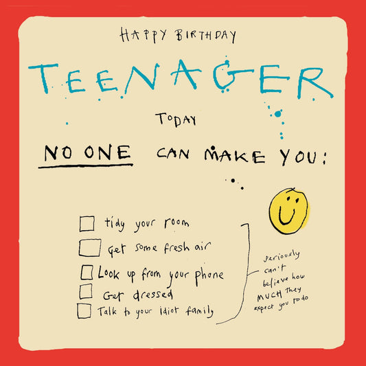 Poet and Painter - 'Teenage Birthday Checklist' Greetings Card , FP1035