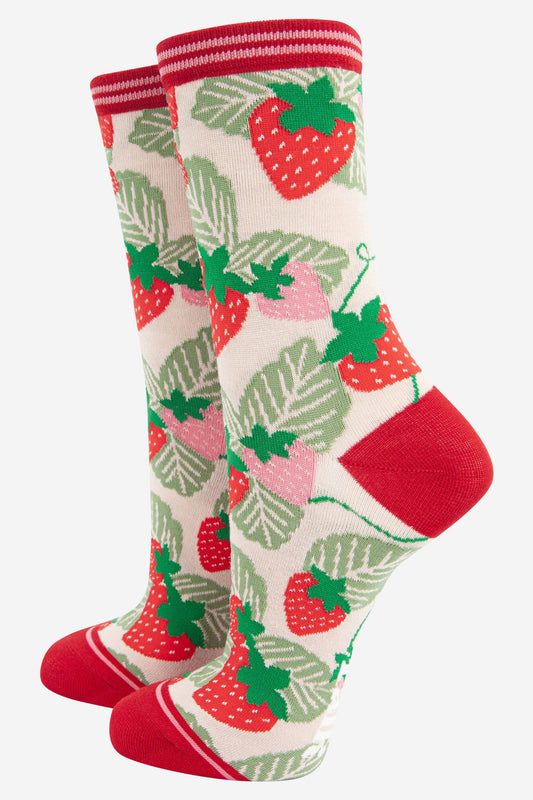 Sock Talk - Women's Strawberry Print Bamboo Socks