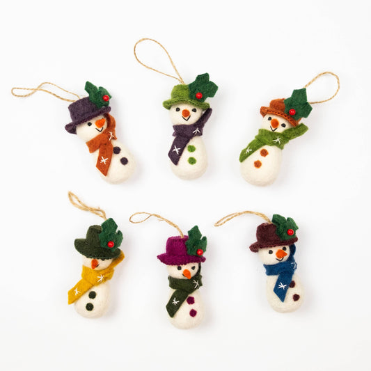 The Winding Road - Holiday Ornament Felt Snowmen Assorted