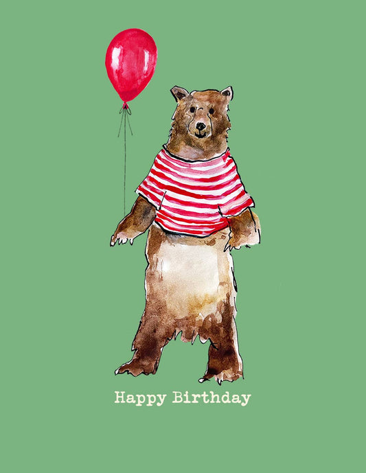 Poet and Painter - 'Bear with Balloons' Mini Greetings Card , FP3331