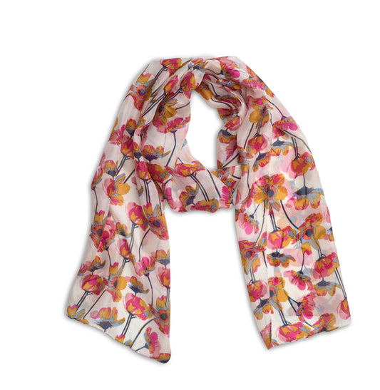 Quintessential - Printed Silk Scarf - Bloom Cream: Floral