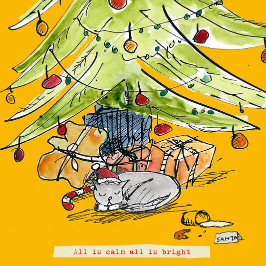 Poet and Painter - 'Christmas Tree Cat' Christmas Greetings Card