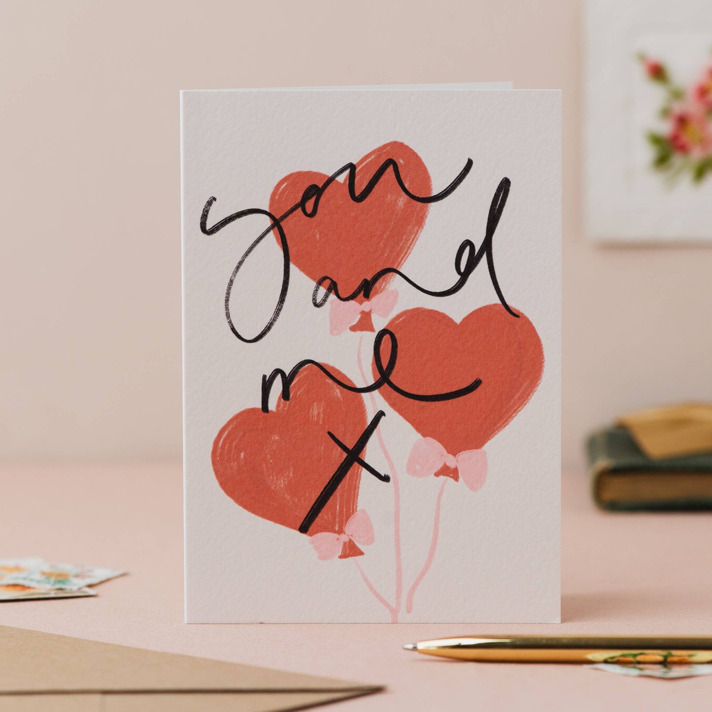 Oh Squirrel - 'You and Me X' Balloons Handwriting Love Card : Cellophane