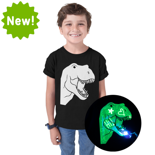 Illuminated Apparel - Interactive Glow T-Shirt - Dinosaur T-Rex: 7-8 Years Old