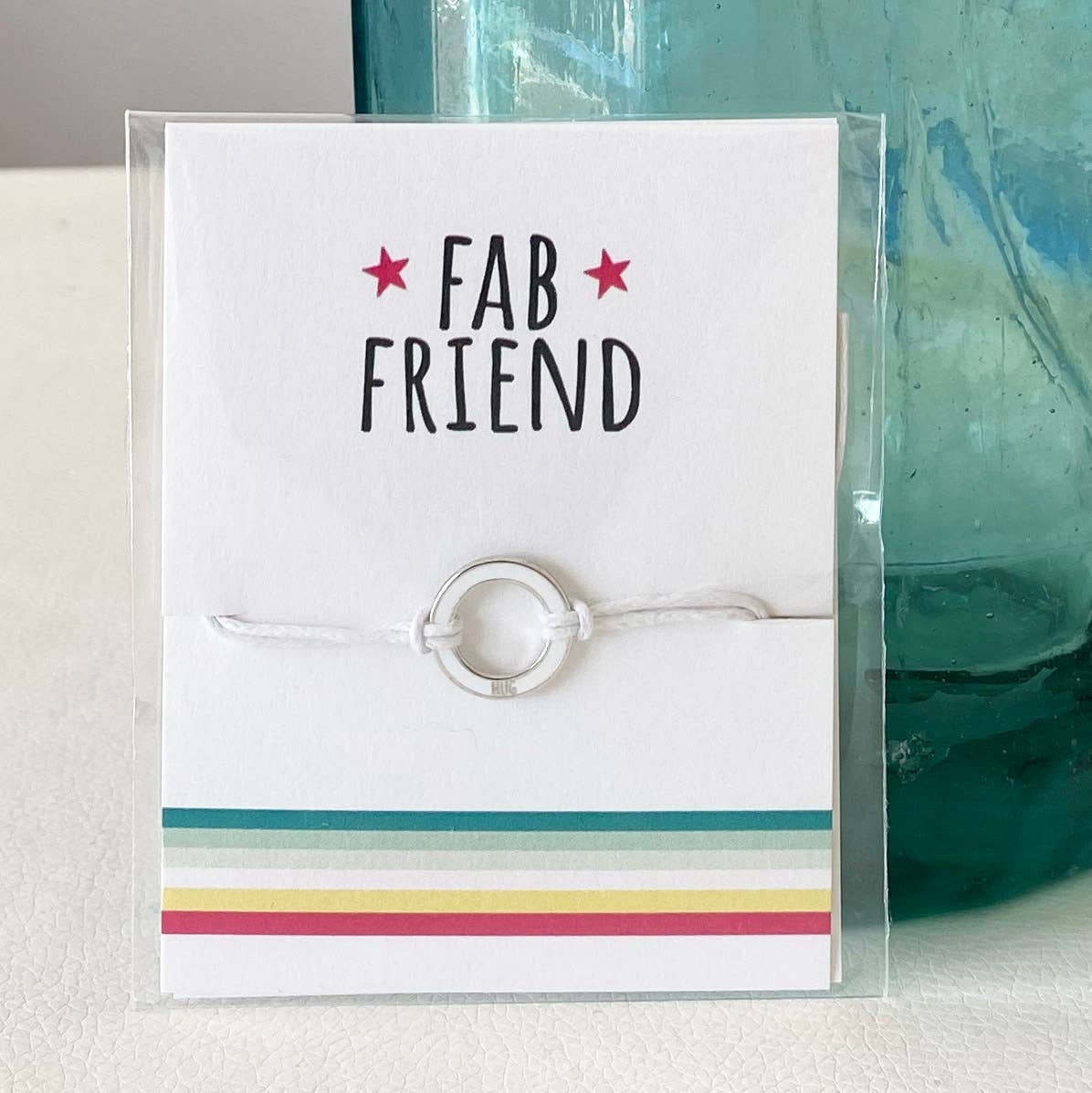 Coral and Mint - ‘Fab Friend’ Sentiment String Charm Bracelet