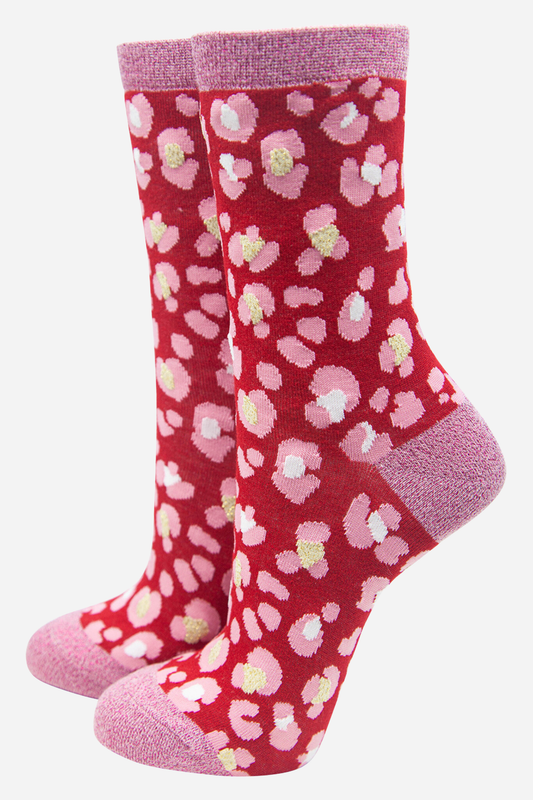 Sock Talk - Women's All Over Animal Print with Glitter Bamboo Socks