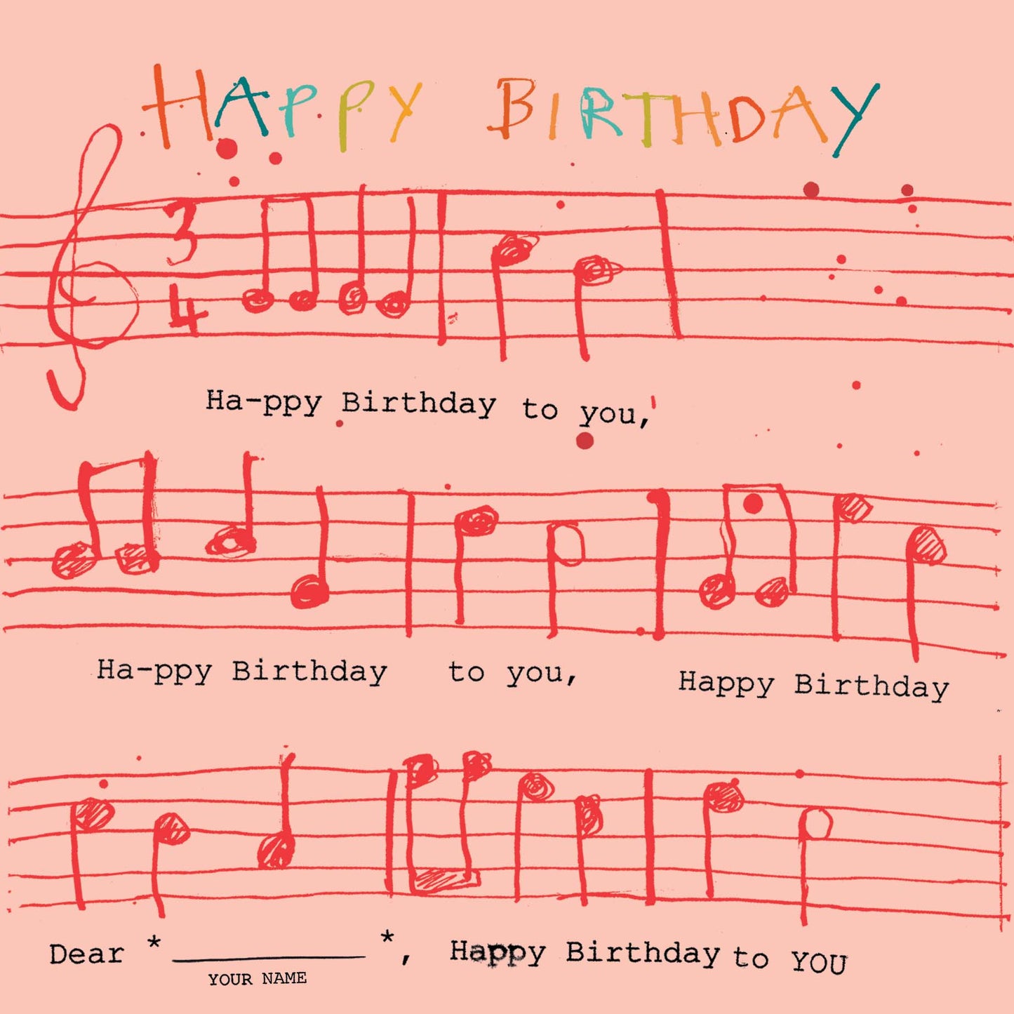 Poet and Painter - ‘Pink Birthday Score’ Greetings Card, FP3283