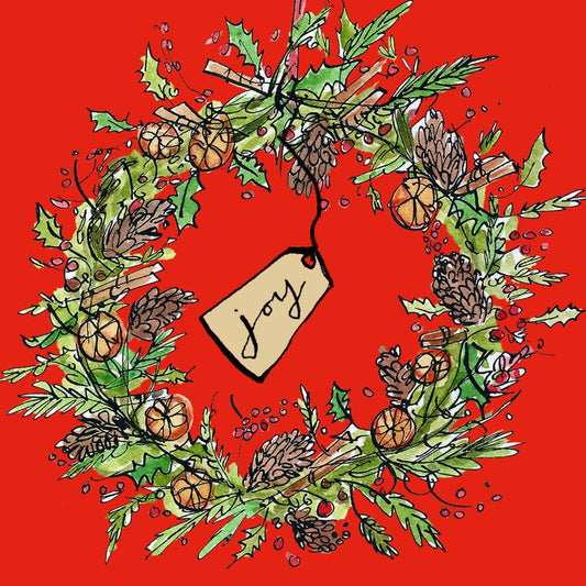 Poet and Painter - 'Joy Wreath' Christmas Greetings Card , FP2042