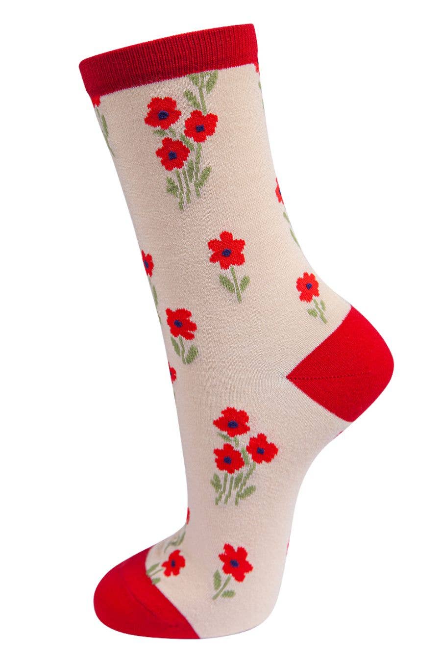 Sock Talk - Womens Bamboo Socks Ditsy Floral Print Ankle Socks Flowers