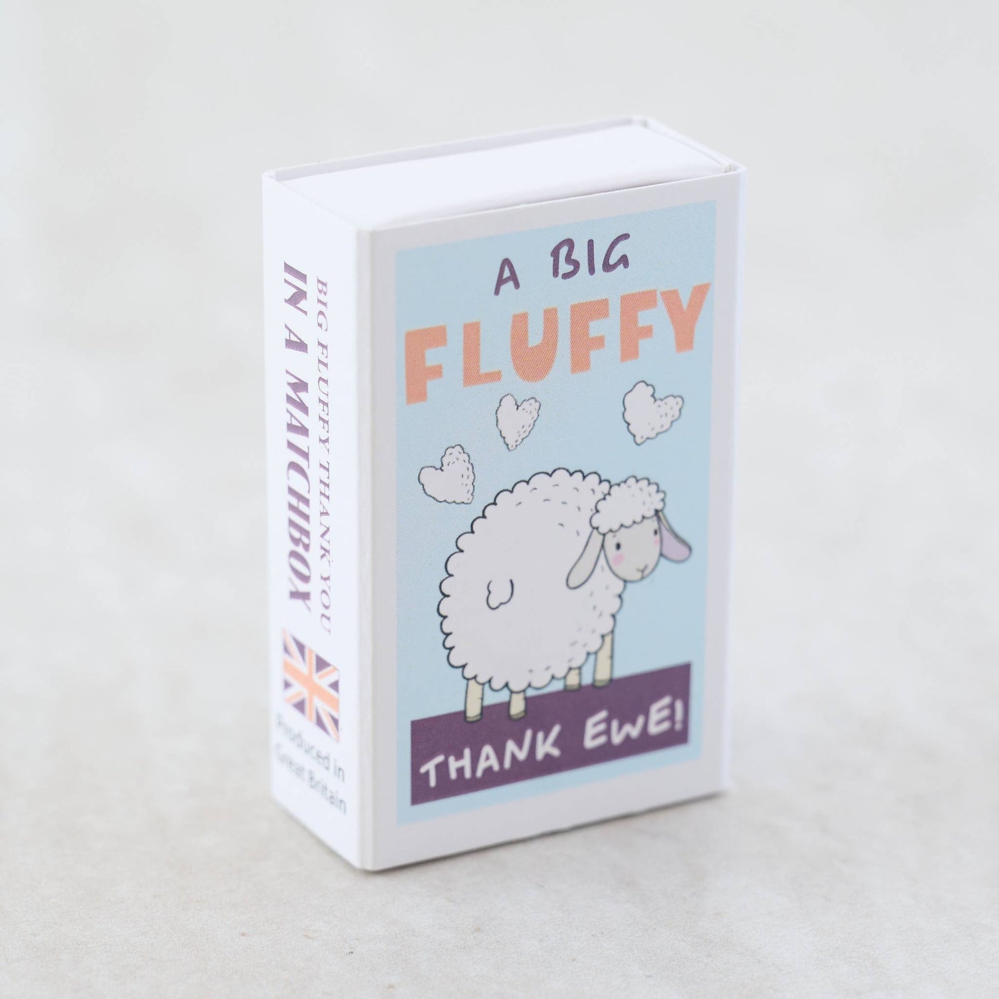 Marvling Bros Ltd - A Big Fluffy Thank Ewe Wool Felt Sheep In A Matchbox