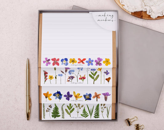 Making Meadows Ltd - Letter Writing Paper | A5 Lined Pressed Flowers Writing Set