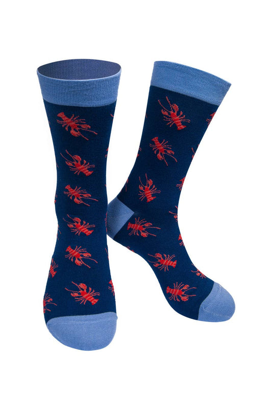 Sock Talk - Navy Blue Red Lobster Bamboo Mix Socks