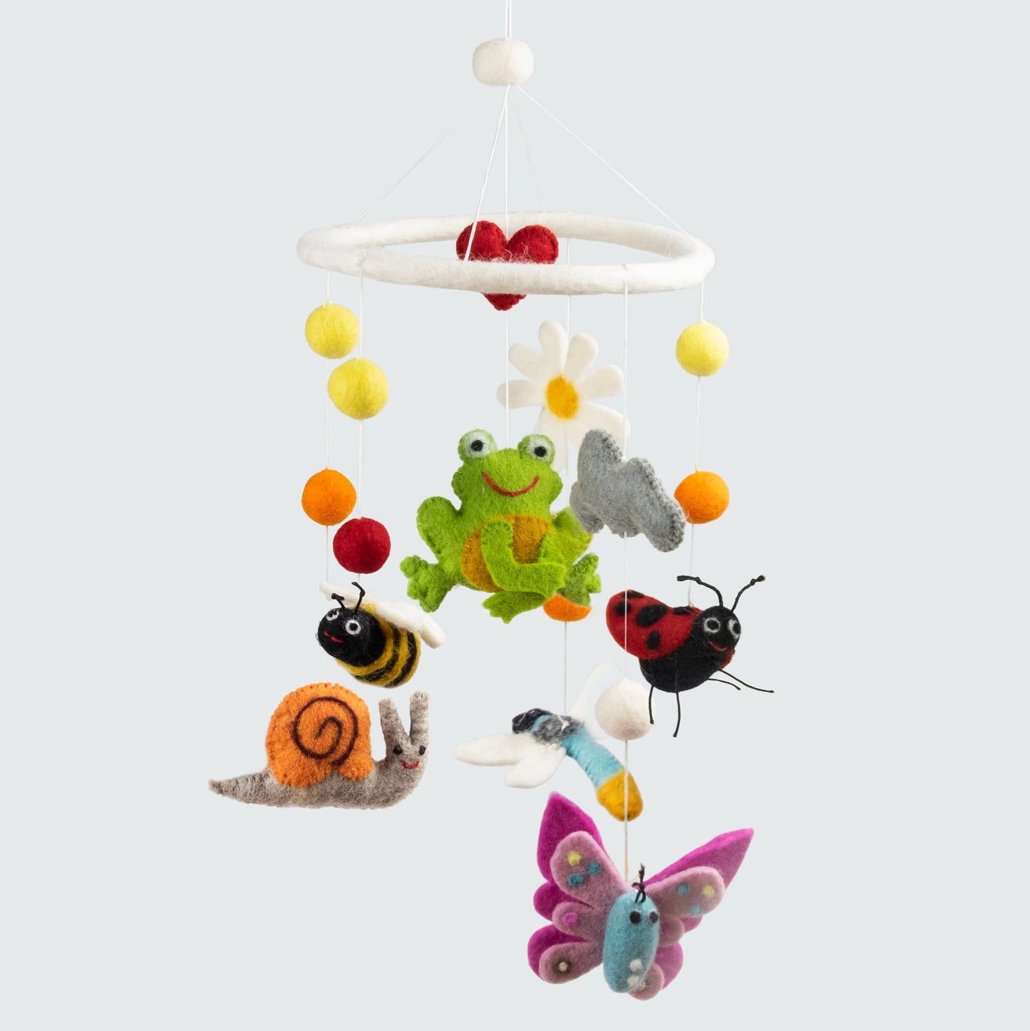The Winding Road - Felt Mobile Frog, Butterfly, Snail, Dragonfly, Ladybug, Bee