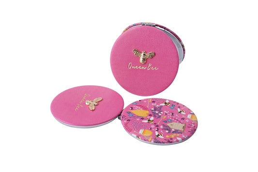 CGB Giftware - The Beekeeper 'Queen Bee' Pink Compact Mirror