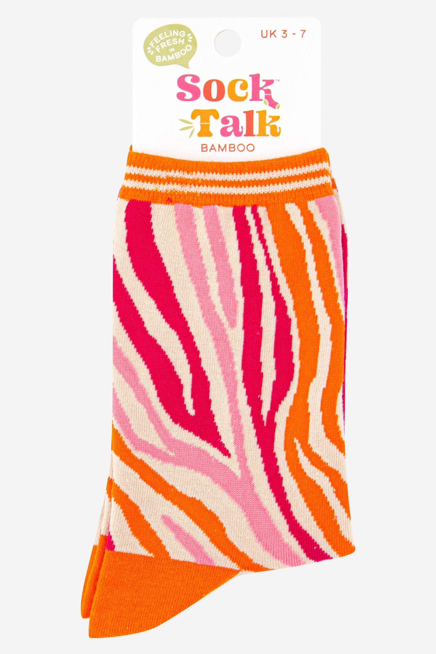 Sock Talk - Women's Zebra Print Bamboo Socks in Orange Pink