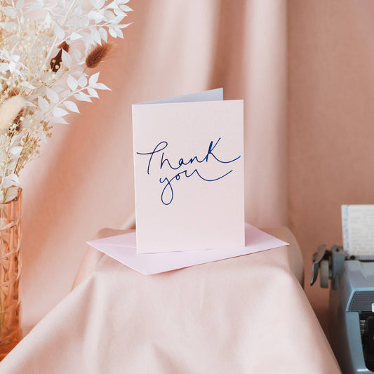 Oh Squirrel - ‘Thank You’ Metallic Rose + Navy Foil Card: Cellophane