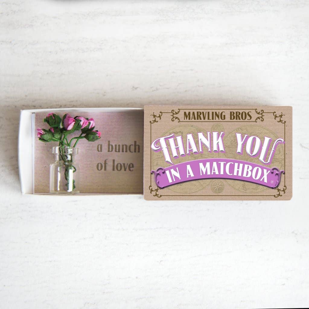 Marvling Bros Ltd - Thank You Bunch Of Roses In A Vase  In A Matchbox