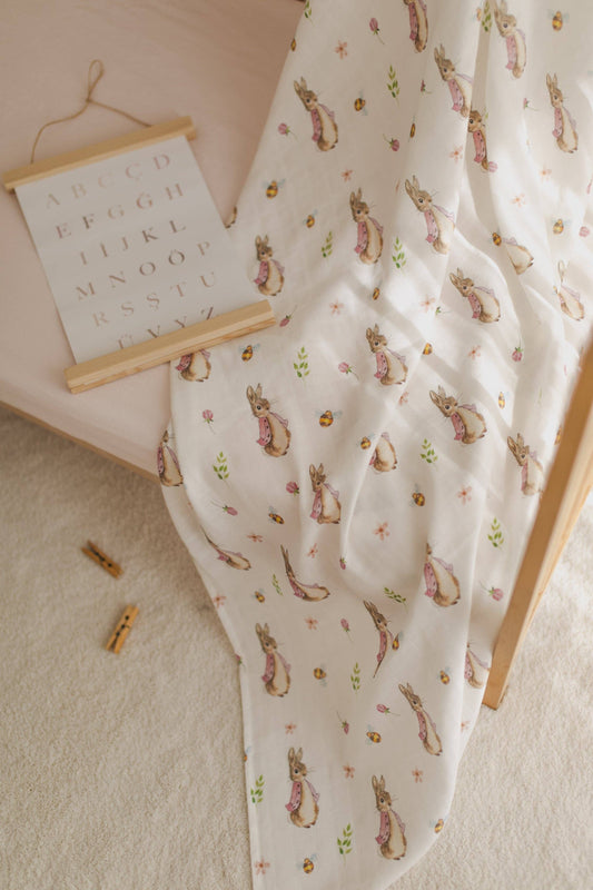 Blzandco - Pink Rabbit Muslin Swaddle