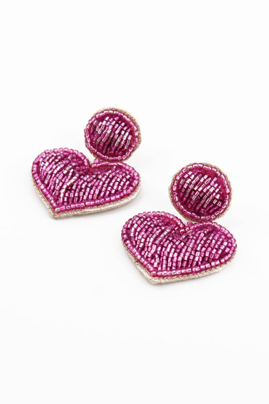 My Doris - PINK HEART DROP EARRINGS