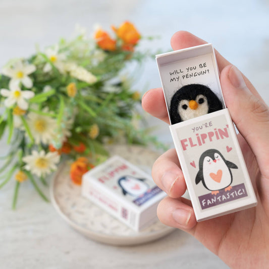 Marvling Bros Ltd - You're Flippin' Fantastic Wool Felt Penguin In A Matchbox