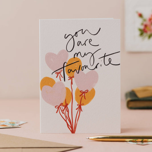 Oh Squirrel - 'You are my favourite' Balloon Handwriting Anniversary Card: Cellophane