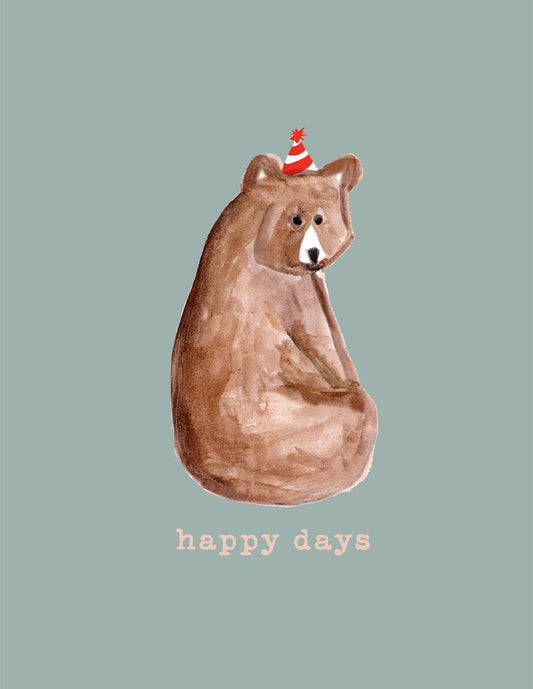 Poet and Painter - 'Happy Days Bear' Mini Greetings Card , FP3316