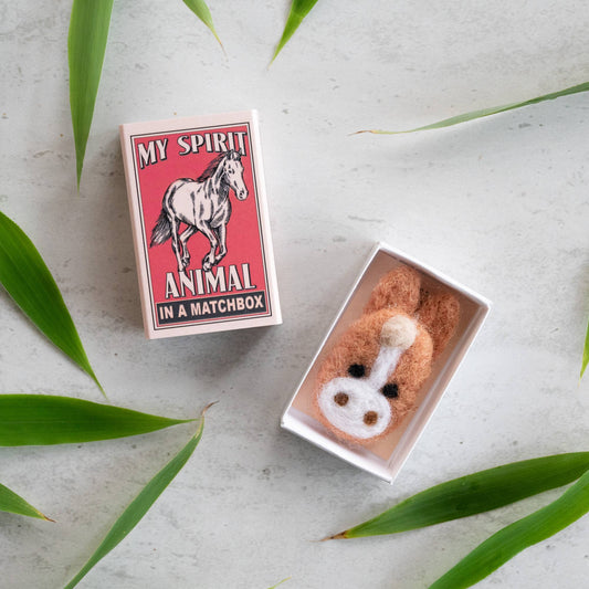 Marvling Bros Ltd - Wool Felt Spirit Animal Horse In A Matchbox