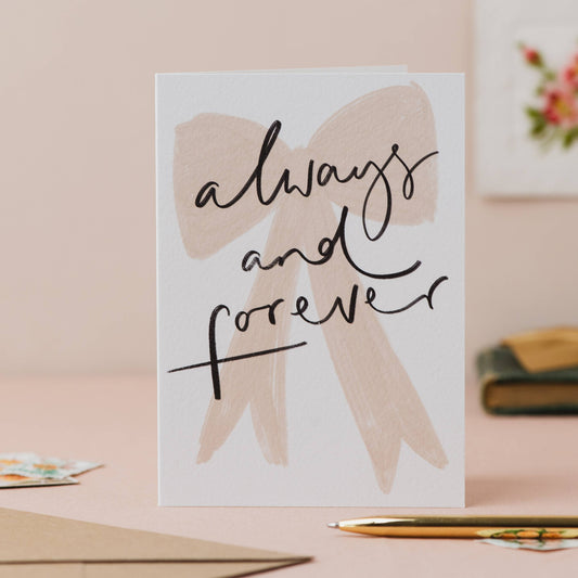 Oh Squirrel - 'Always and Forever' Bow Handwriting Wedding Card: Cellophane