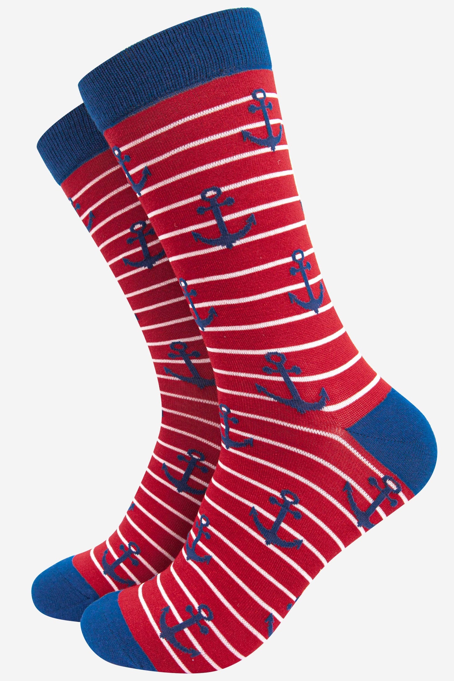 Sock Talk - Men's Anchor and Stripe Nautical Bamboo Socks