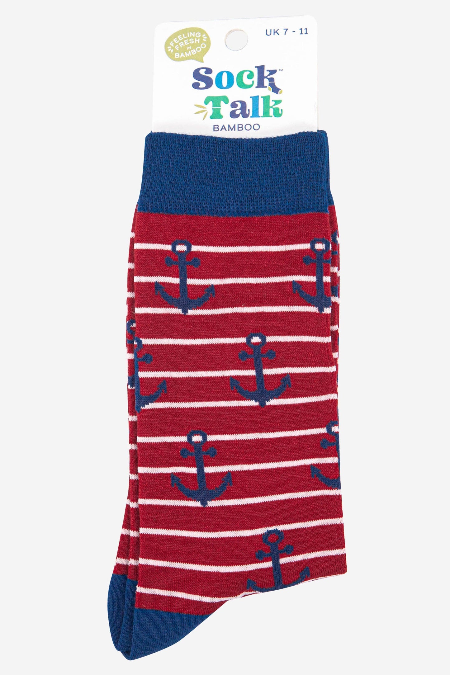 Sock Talk - Men's Anchor and Stripe Nautical Bamboo Socks