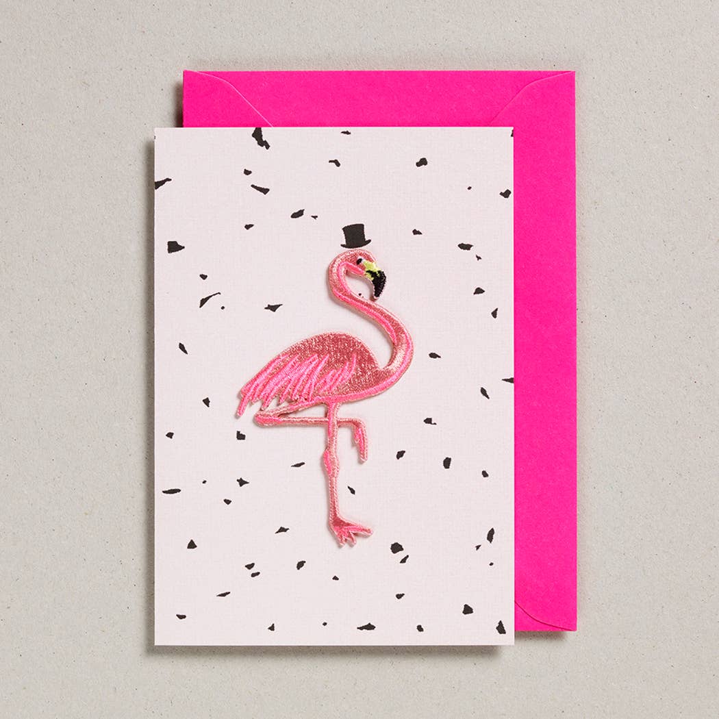 Embroidered Flamingo Card