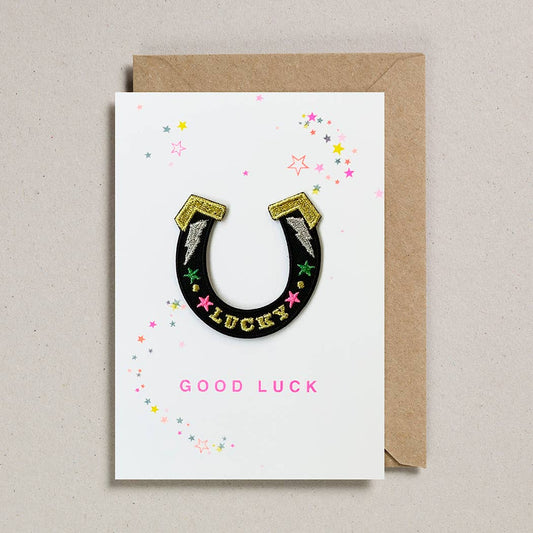 Good Luck Horseshoe Patch Card