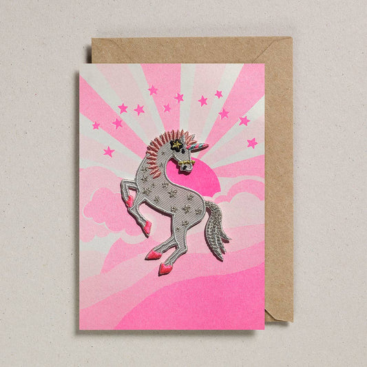 Pink Sunshine Unicorn Patch Card