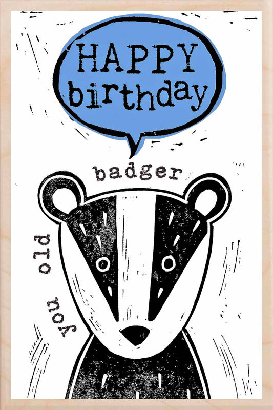 THE WOODEN POSTCARD COMPANY - OLD BADGER sustainable wood Birthday card