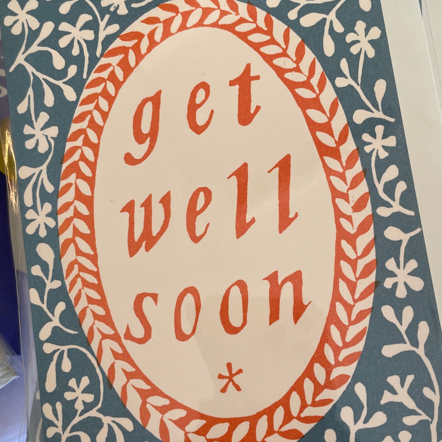 Cambridge Imprint - Card Get Well Soon Turquoise and Transparent Orange